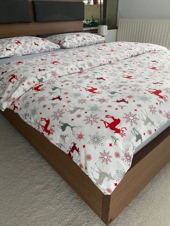 Craciun - Lenjerie de pat Craciun, Ranforce satinat, model 4,100% bumbac, 125 gr/mp, Gecor