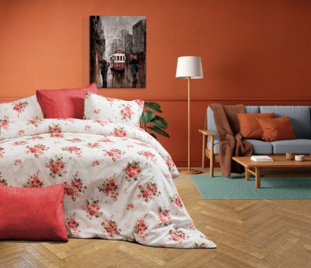 Lenjerii de pat imprimate - Lenjerie de pat imprimata, Ranforce satinat, model 21, Gecor