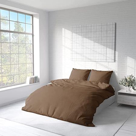 Lenjerii de pat - Lenjerie de pat jersey, cu fermoar, 120gr/mp, maro inchis, 45, 100% bumbac, Gecor