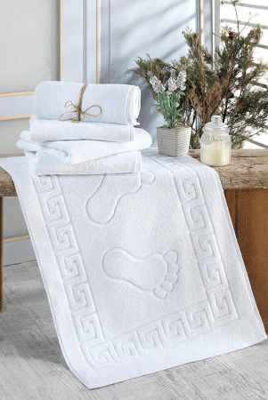 Prosoape si halate de baie hotel - Prosop de picioare hotel, model grecesc 50x 70 cm, Gecor, Alb 650 gr/mp