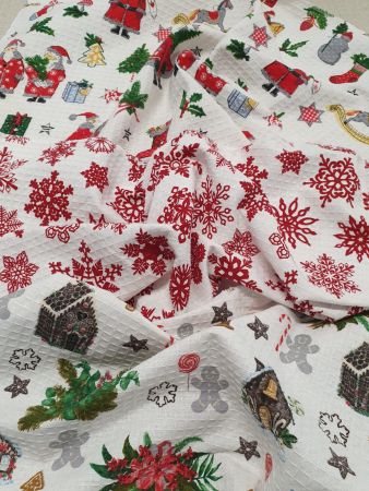 Craciun - Set 3 prosoape de bucatarie imprimate, fagure, X-mas, 100 % bumbac, Gecor