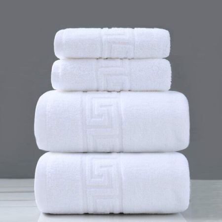 Prosoape - Set 4 prosoape albe model grecesc, 30x50 cm, 50x90 cm, Gecor