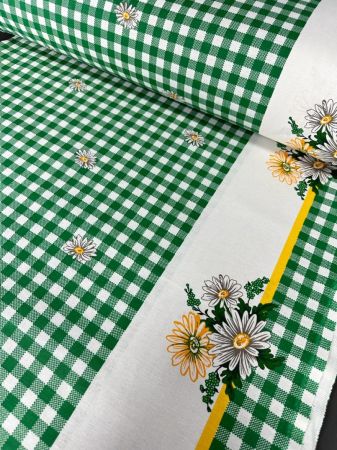 Tesaturi imprimate - Tesatura imprimata fata de masa, model 7370 verde, 100 % bumbac, Gecor