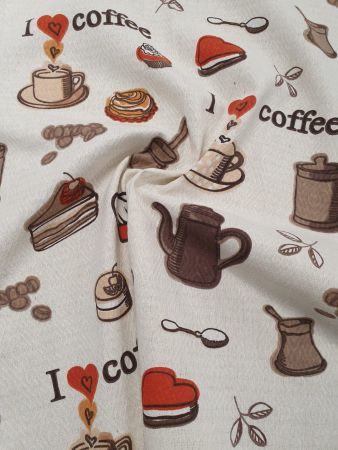 Tesaturi imprimate - Tesatura imprimata waffle pique Coffee,100% bumbac, latime 240 cm, 230 gr / mp, Gecor