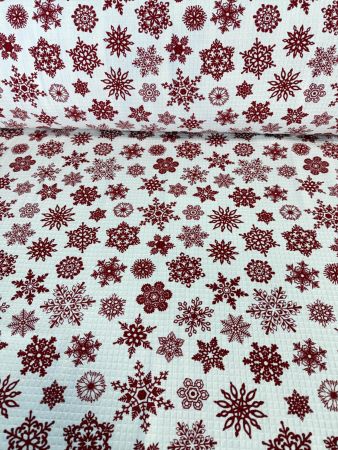 Craciun - Tesatura imprimata waffle pique X-MAS 3,100% bumbac, latime 240 cm, 230 gr/mp, Gecor