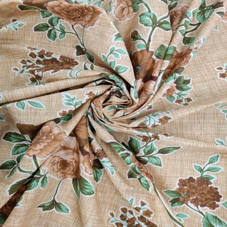 Tesaturi - Tesatura ranforce PC imprimat, Brown Flowers, Gecor, latime 240 cm, 120 gr / mp