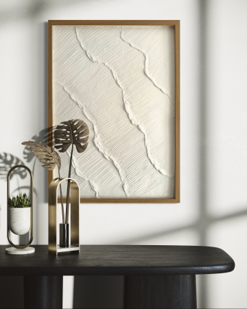 Valuri texturate - Tablou ,,White Waves'', 50x70 cm.