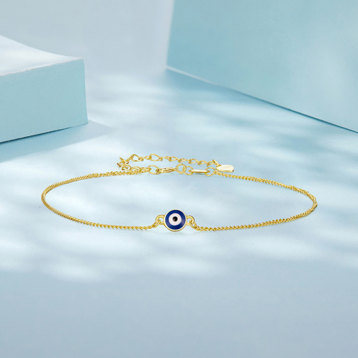 Bratara de glezna din Argint Evil Eye Placata cu Aur [3]
