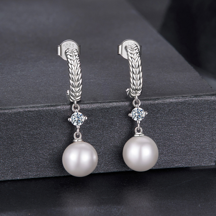 Cercei Moissanite Argint Perle [3]