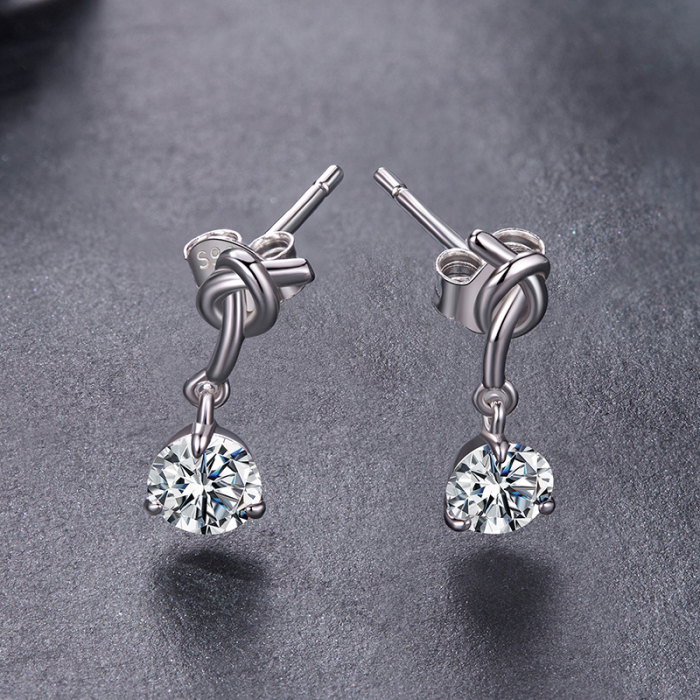 Cercei Moissanite Argint Solitaire [3]