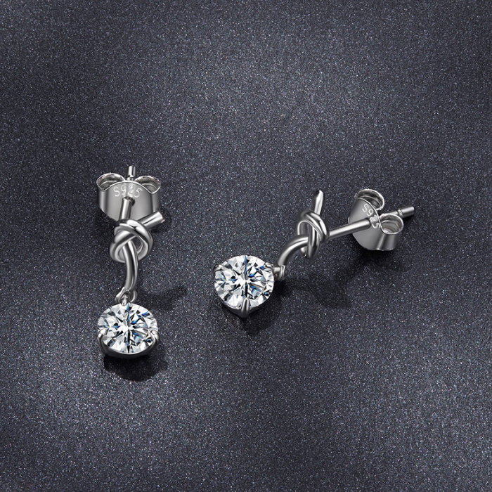 Cercei Moissanite Argint Solitaire [4]