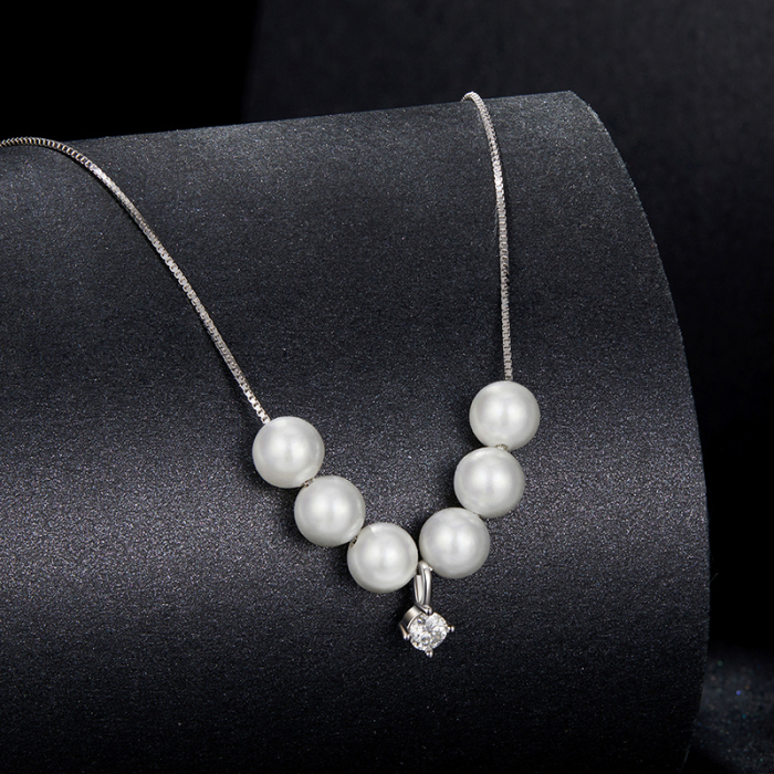 Colier Moissanite Argint Perle [3]
