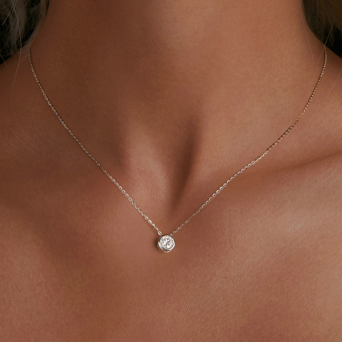 Colier Moissanite Argint Solitaire [7]