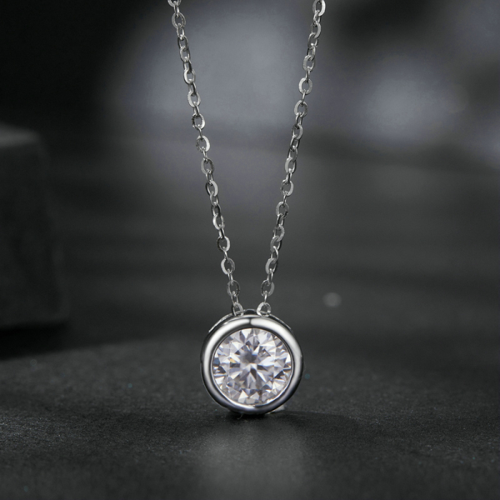 Colier Moissanite Argint Solitaire [3]
