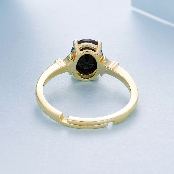 Inel reglabil din Argint Black Onyx Placat cu Aur [5]