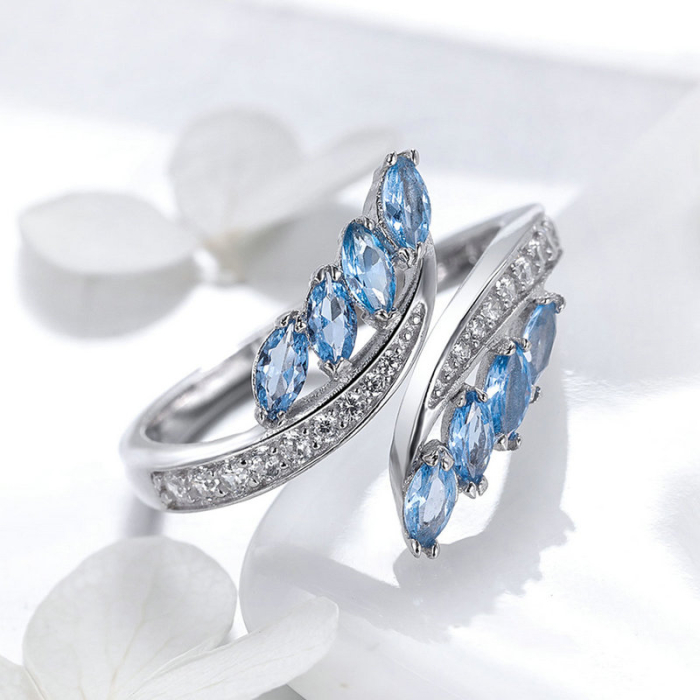 Inel reglabil din Argint Azure Leaf [5]