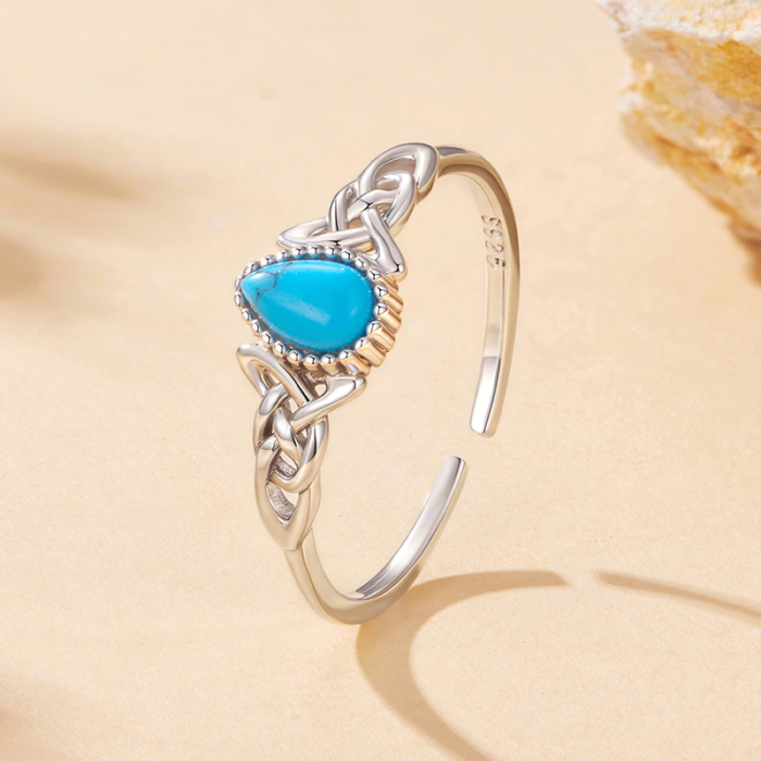 Inel reglabil din Argint Celtic Turquoise [3]
