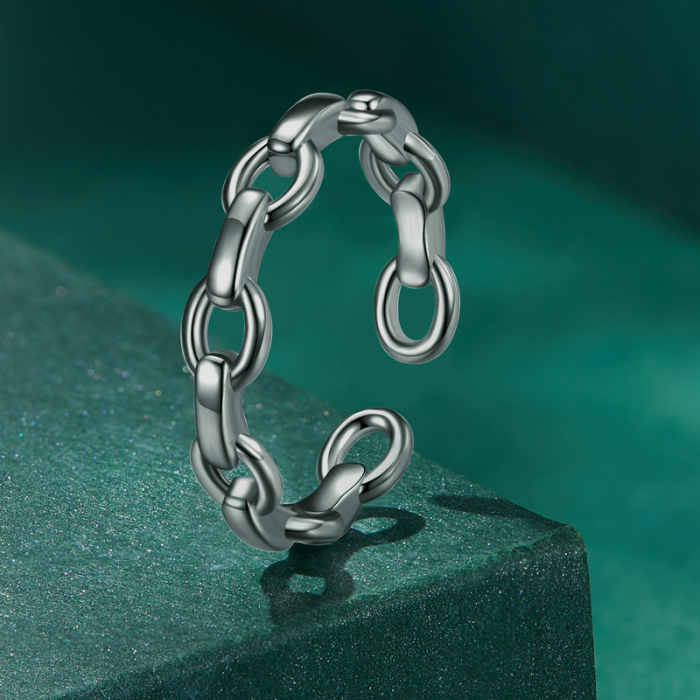 Inel reglabil din Argint Chain [3]