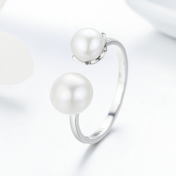 Inel reglabil din Argint Duo Pearl [3]