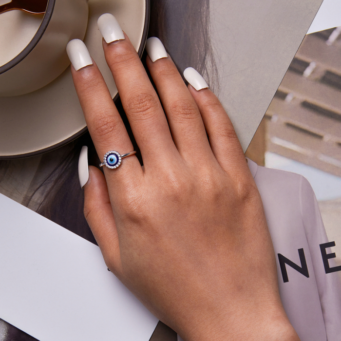 Inel reglabil din Argint Evil Eye [2]