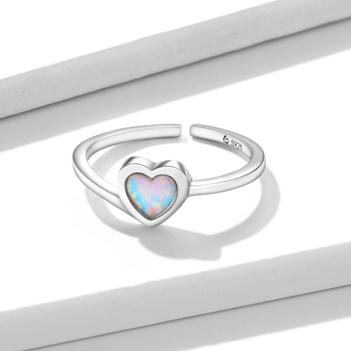 Inel reglabil din Argint Opal Heart [4]