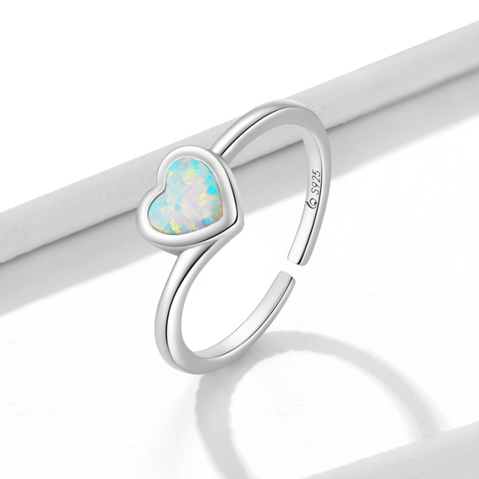 Inel reglabil din Argint Opal Heart [3]