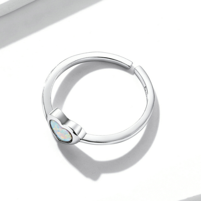 Inel reglabil din Argint Opal Heart [5]