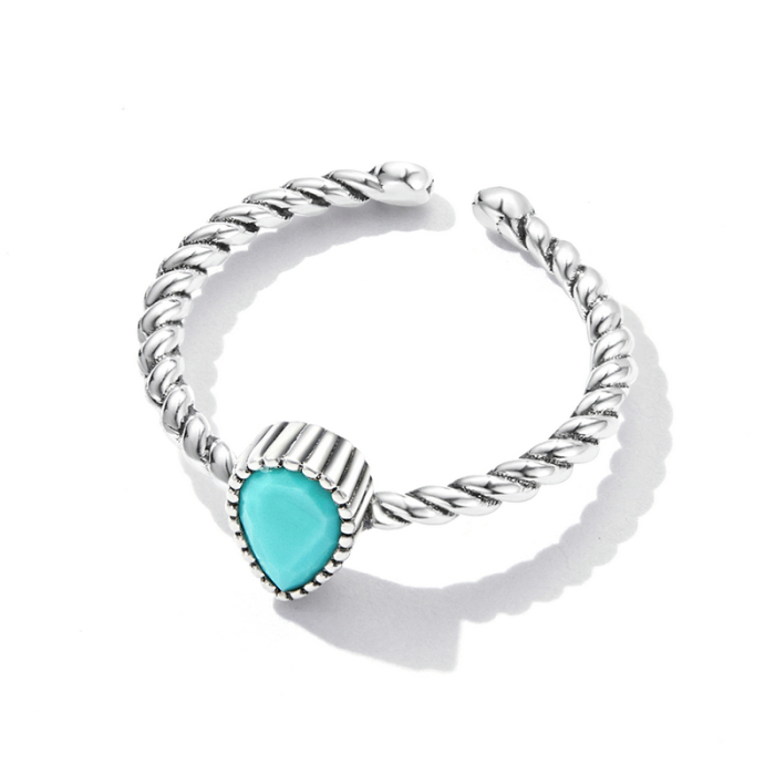 Inel reglabil din Argint Turquoise Drop [6]