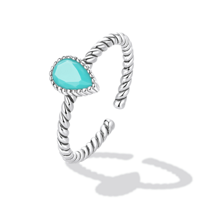 Inel reglabil din Argint Turquoise Drop [3]