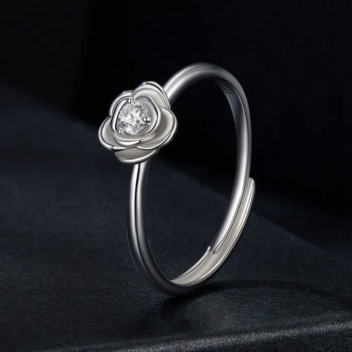 Inel reglabil Moissanite Argint Flower [3]