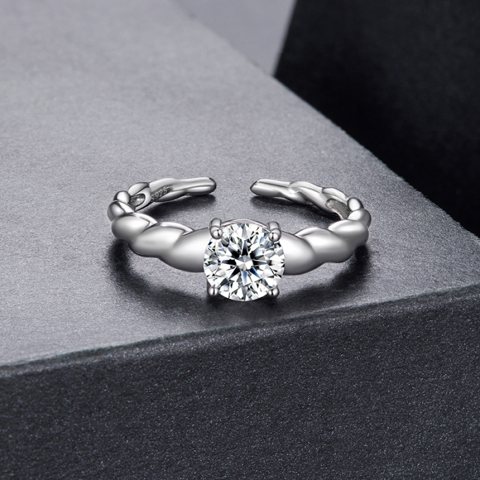 Inel reglabil Moissanite Argint Twist [4]