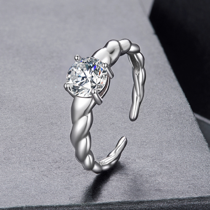 Inel reglabil Moissanite Argint Twist [3]