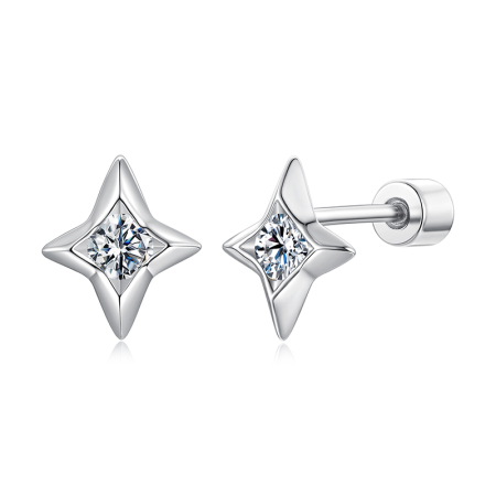 Colecția Moissanite ARGINT - Cercei Moissanite Argint Stars
