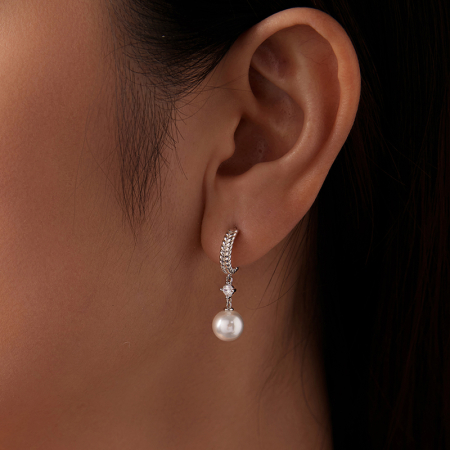 Cercei Moissanite Argint Perle [5]