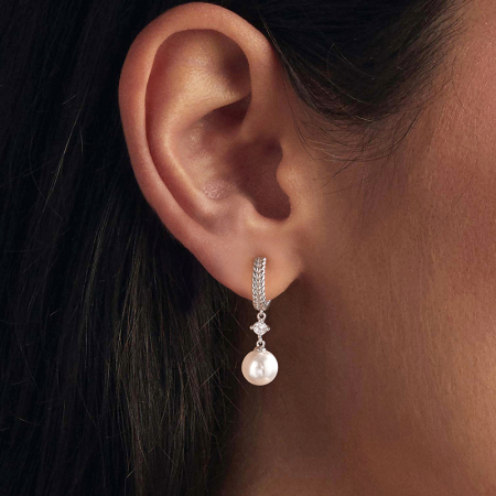 Cercei Moissanite Argint Perle [1]