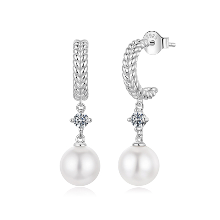 Colecția Moissanite ARGINT - Cercei Moissanite Argint Perle