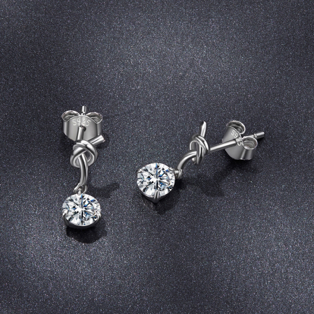 Cercei Moissanite Argint Solitaire [3]