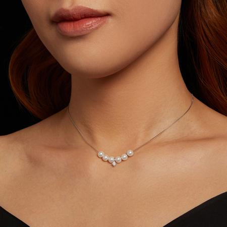 Colier Moissanite Argint Perle [5]