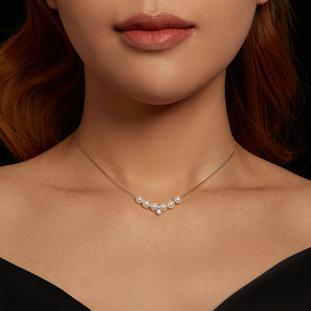 Colier Moissanite Argint Perle [4]