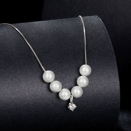 Colier Moissanite Argint Perle [2]