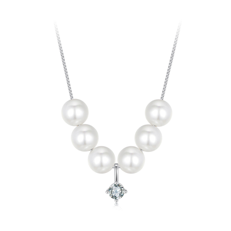 Colecția Moissanite ARGINT - Colier Moissanite Argint Perle