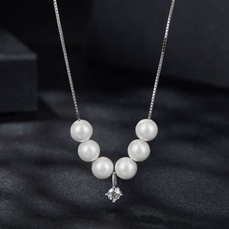 Colier Moissanite Argint Perle [3]