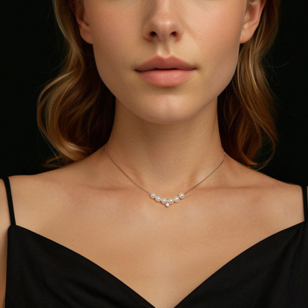 Colier Moissanite Argint Perle [1]