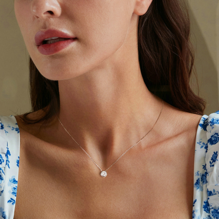 Colier Moissanite Argint Solitaire [1]