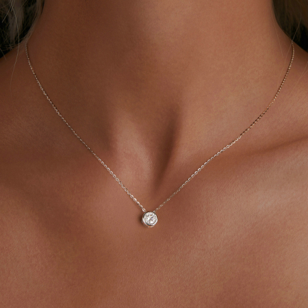 Colier Moissanite Argint Solitaire [6]