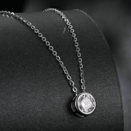 Colier Moissanite Argint Solitaire [3]