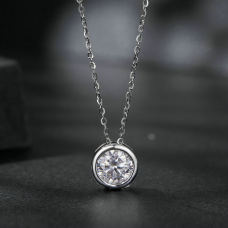 Colier Moissanite Argint Solitaire [2]