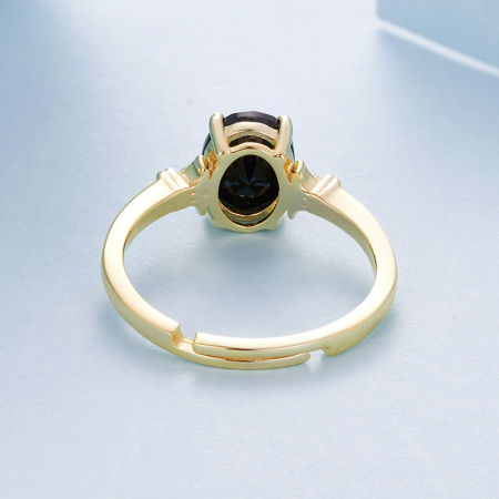 Inel reglabil din Argint Black Onyx Placat cu Aur [4]