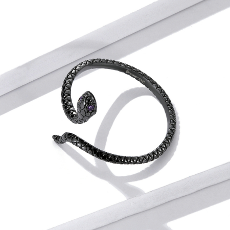Inel reglabil din Argint Black Snake [3]