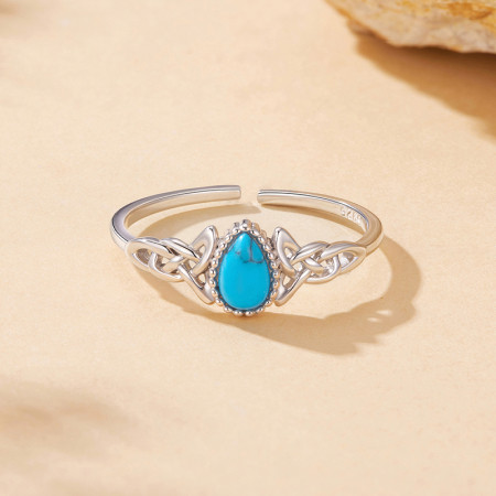Inel reglabil din Argint Celtic Turquoise [3]